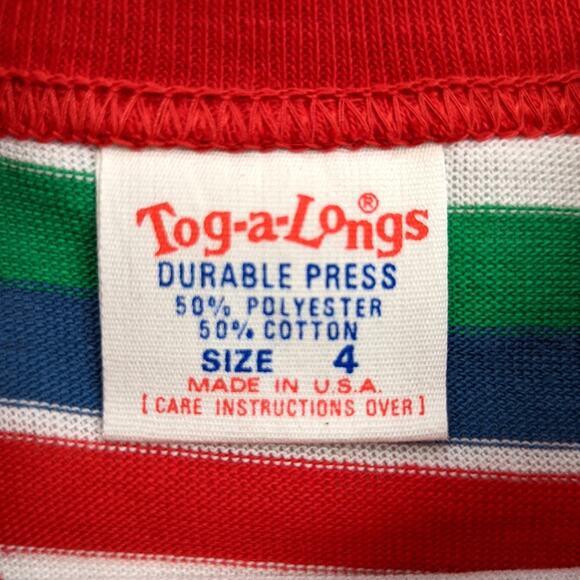 Vintage Tog-A-Longs Shirt Girls Size 2T Stripe Long Sleeve - Picture 3 of 3
